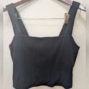 NWT Cotton Blend Black Ribbed American Eagle Crop Top Tank Top. Size XL